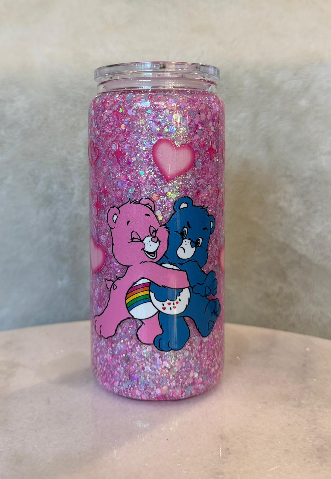 20oz glass carebears snowglobe tumbler
