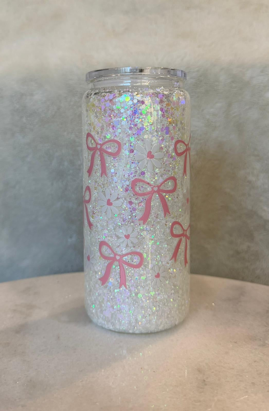 20oz glass bow snowglobe