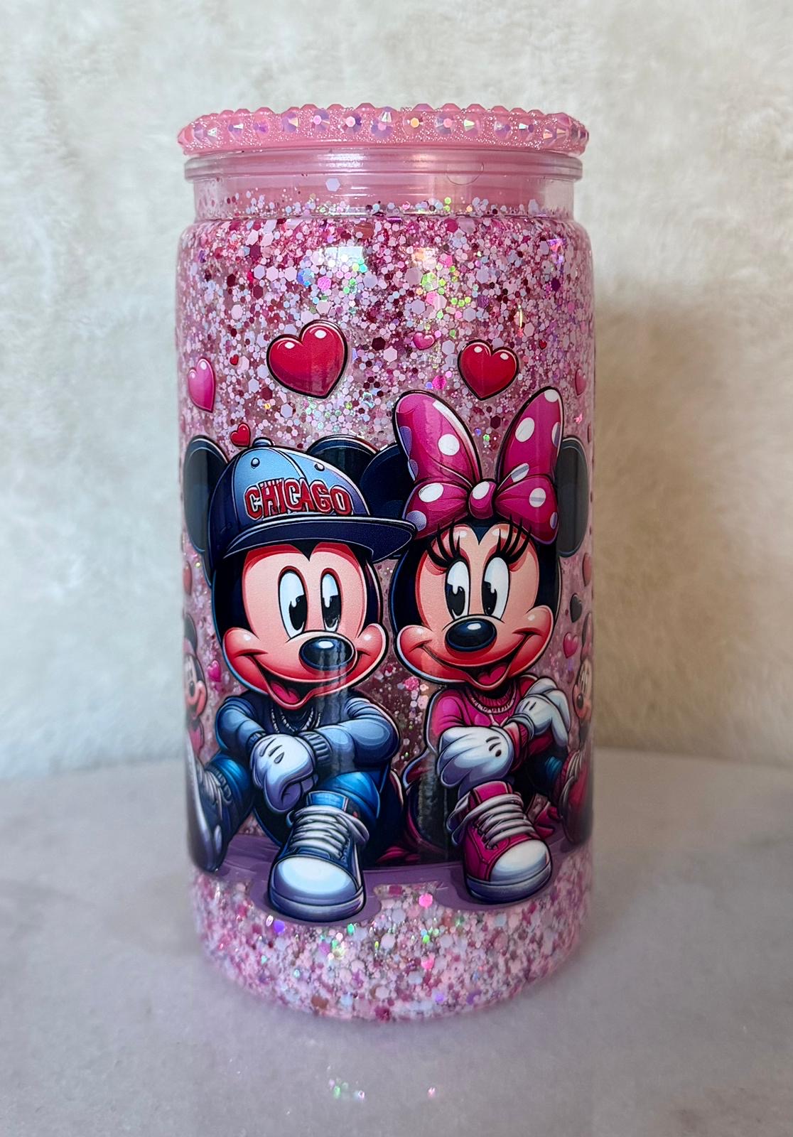 16oz acrylic Mickey and mini mouse snowglobe