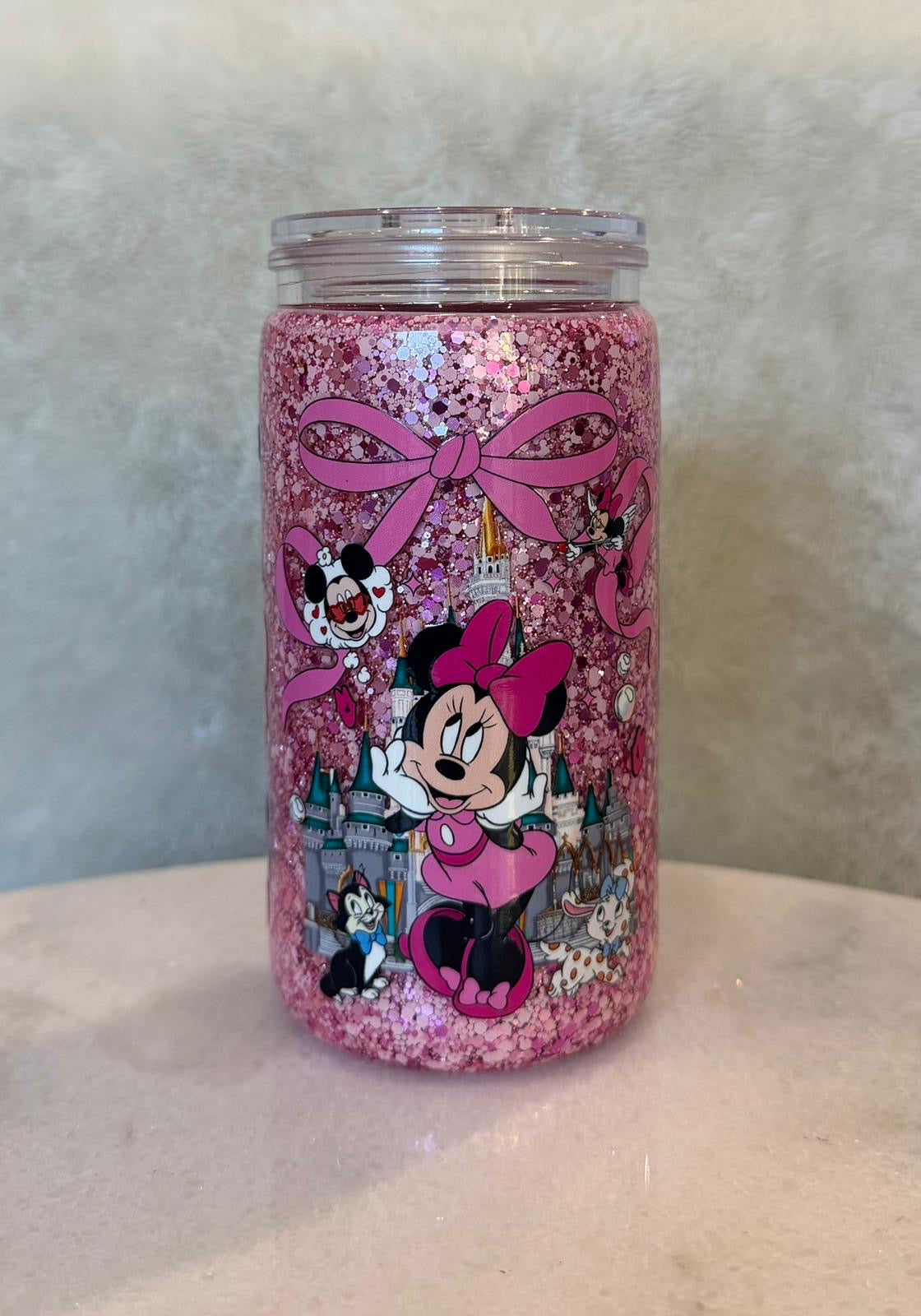 16oz acrylic mini mouse pink snowglobe