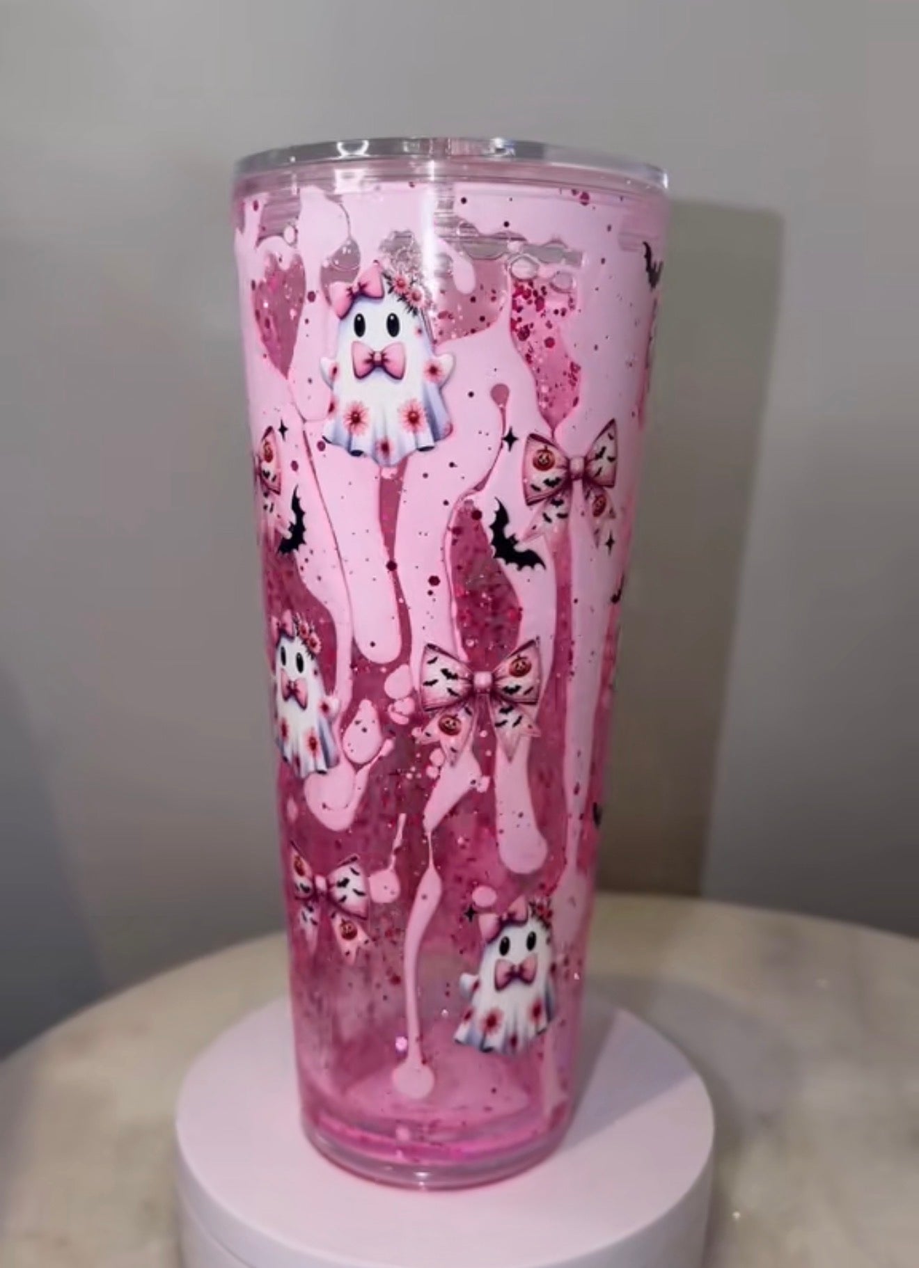 Ghost pink & white dual lava drip