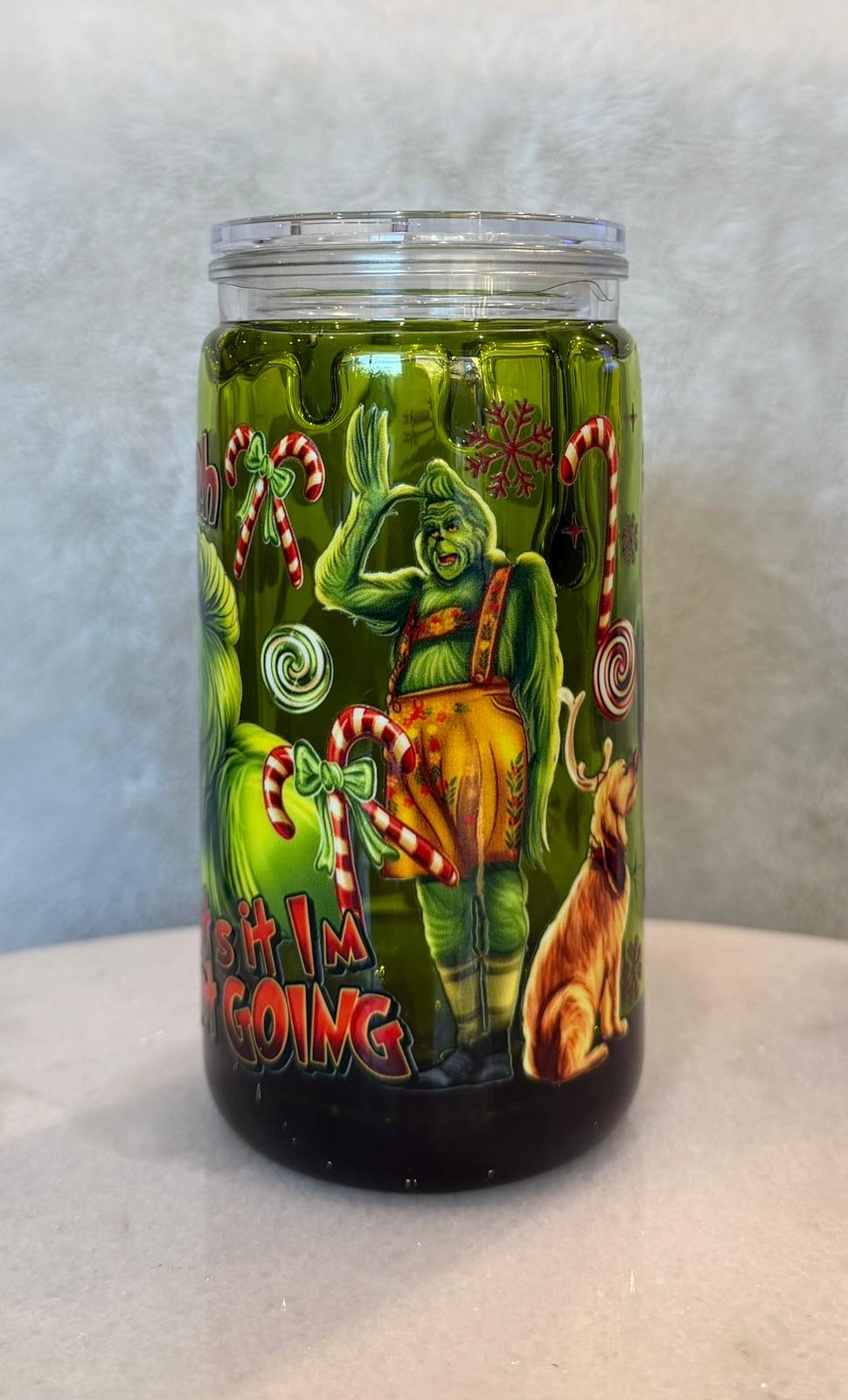 16oz acrylic grinch drip tumbler